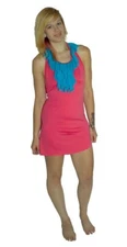 ESPIRAL Club Wear Dress 466 - Extra Large - Salmon Pink/Blue - New