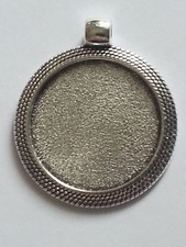 2PC. 25MM Round Tibetan Antique Silver Plated Cabochon Setting Pendant DIY New