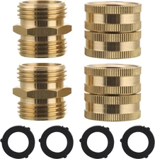 M MINGLE Garden Hose Adapter, Male to Male, Female to Female, 3/4 Inch Brass Con