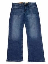 Mens T.K. Axel Dark Wash Blue Jeans 36 W x 32 L Stretch Slim Boot 