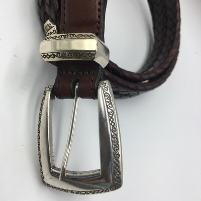 Brighton Western Concho Belt Womens S Thin Braided Brown  display picture 3