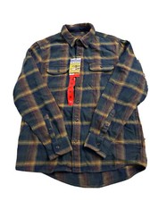 ORVIS Green Multiplaid Heavyweight Flannel Shirt Men button NEW PULLED THREADS