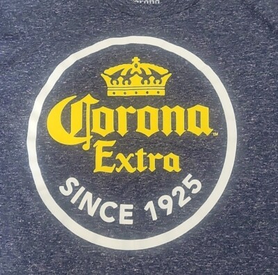 CORONA EXTRA Men Adult SMALL Blue Short Sleeve Crew Neck T Shirt