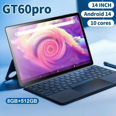 Neu 14 Zoll Tablet Ultra Big Android 14 512GB Speicher 16GB RAM IPS Bundle Tastatur