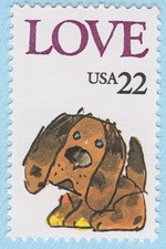 SELLO DE AMOR CACHORRO PERRO DE AMOR 1986 ÚNICO EE. UU. 22c franqueo sin usar mnh