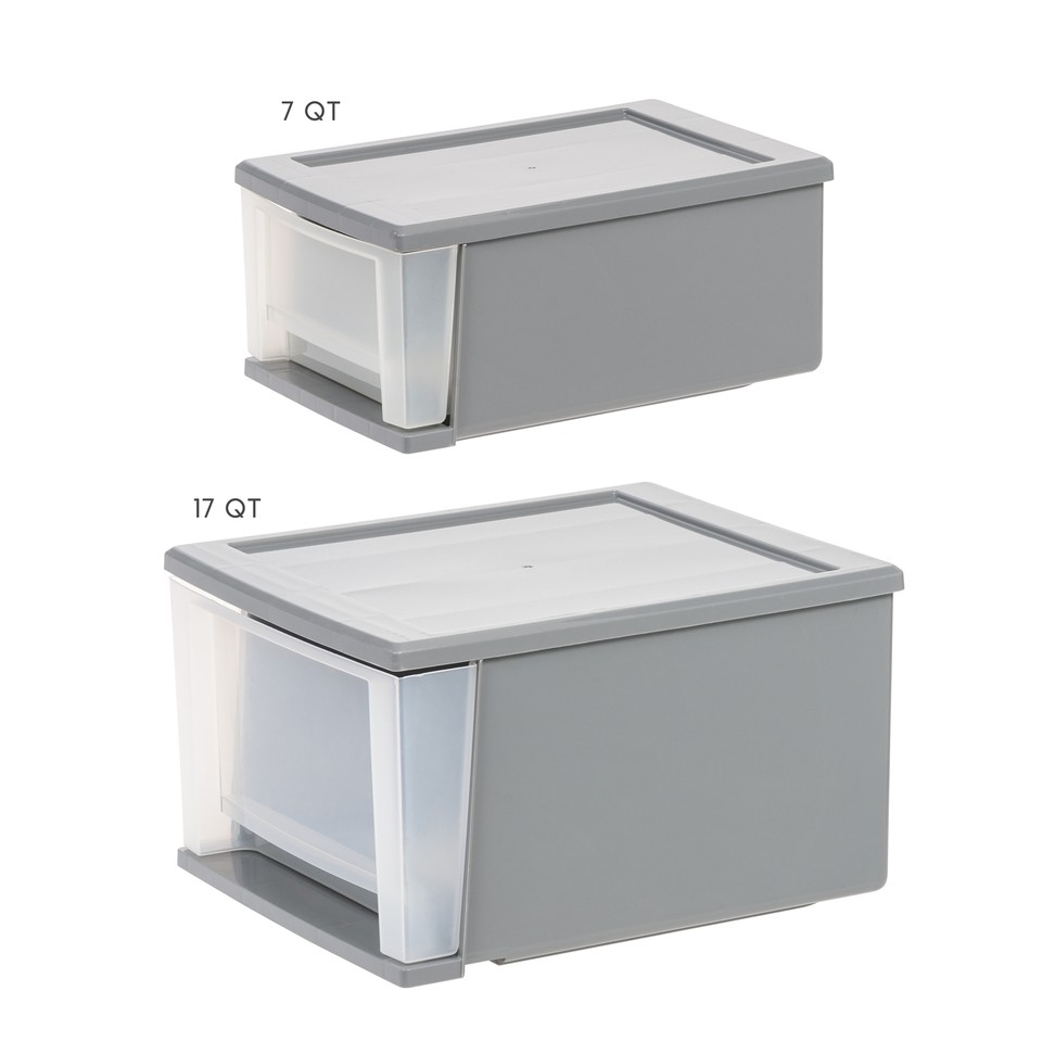 7 Qt Small Plastic Drawers, Under Bed Storage Bins, Stackable, Modular