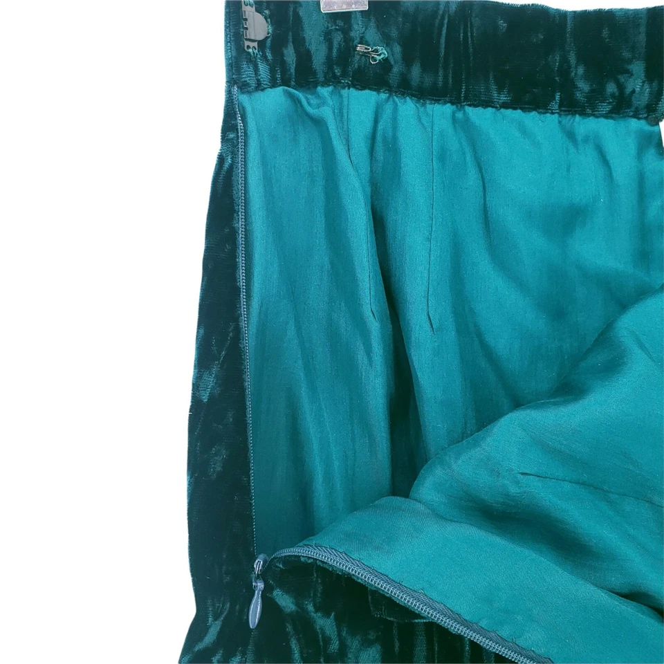 Falda Lápiz Recta Bill Blass Vintage Años 80 Terciopelo Verde Azulado Usada en Excelente Condición Talla 10 Foto 3 de 4