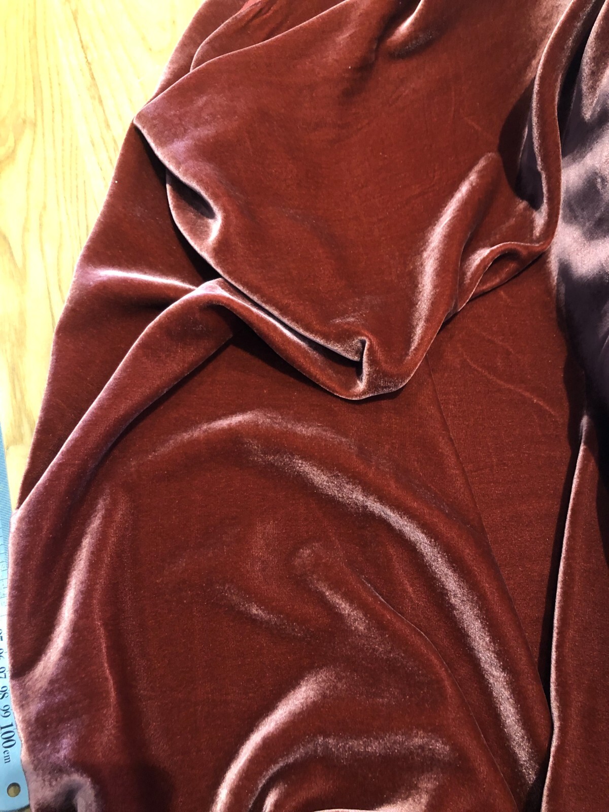 Silk/viscose velvet, 140 cm  wide, copper, sold by half a metre