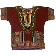 Big Mama Dashiki Hippie Maroon Color Traditional African Top Shirt Size Small