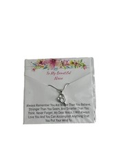 To My Beautiful Niece Silver Tone Necklace Heart Pendant Crystal 15" New