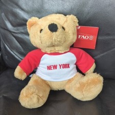 FAO Schwarz New York Red Shirt NYC Souvenir 8" Sitting Plush Bear Toys R Us