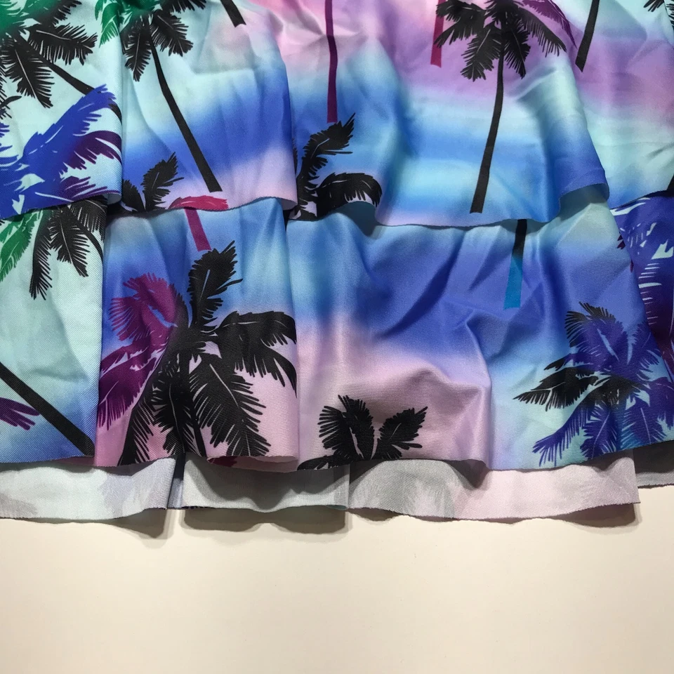 NEW Palm Tree Topical Print Multicolor Layered Swing Swim Skirt Womens 3XL Plus - Image 4 of 4
