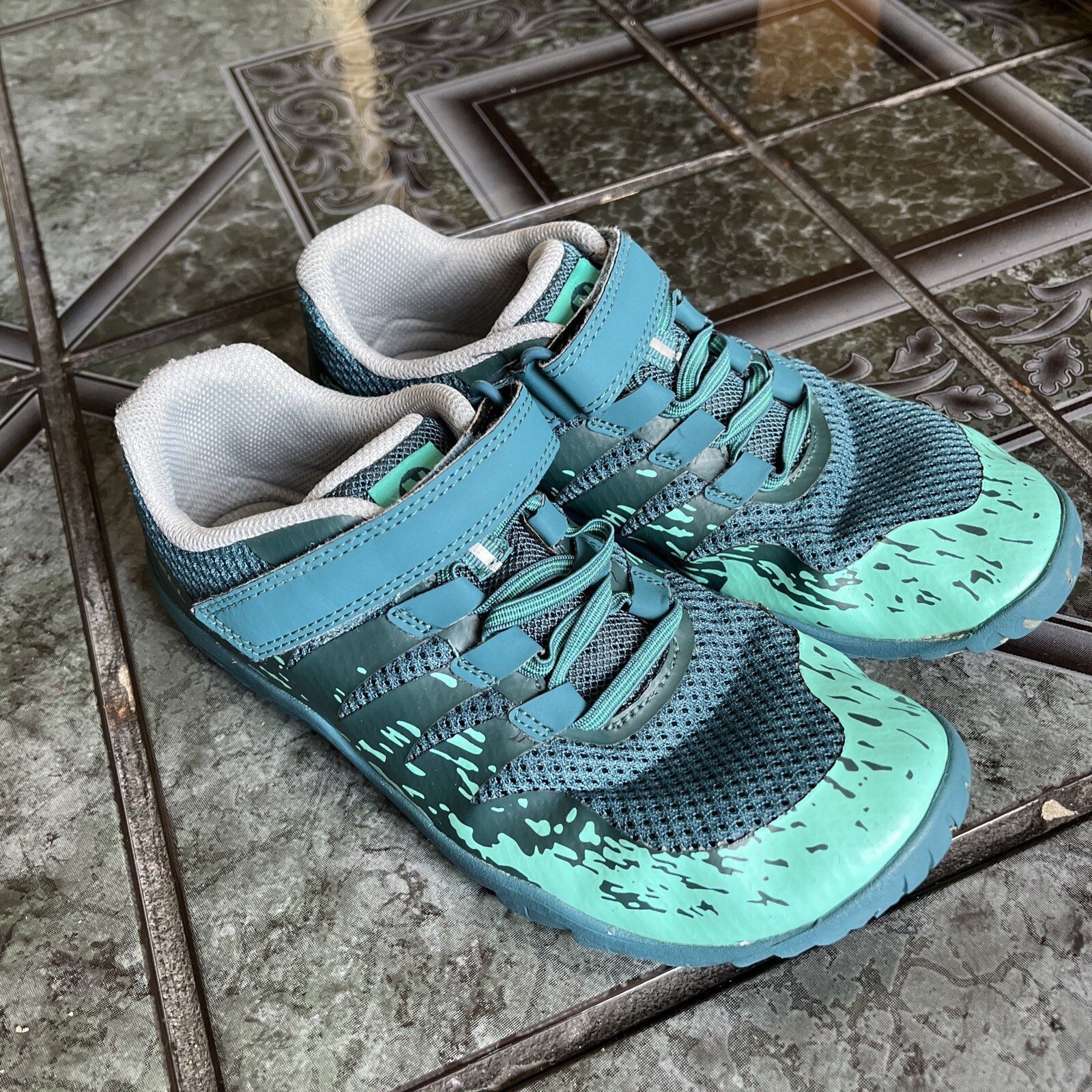 Merrell Trail Glove 5 scarpe da corsa donna taglia 4 M ceramica prezzo al pubblico consigliato $110