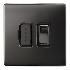 Mega Socket Screwless Slim Flatplate Light Socket & Switches BLACK NICKEL Range