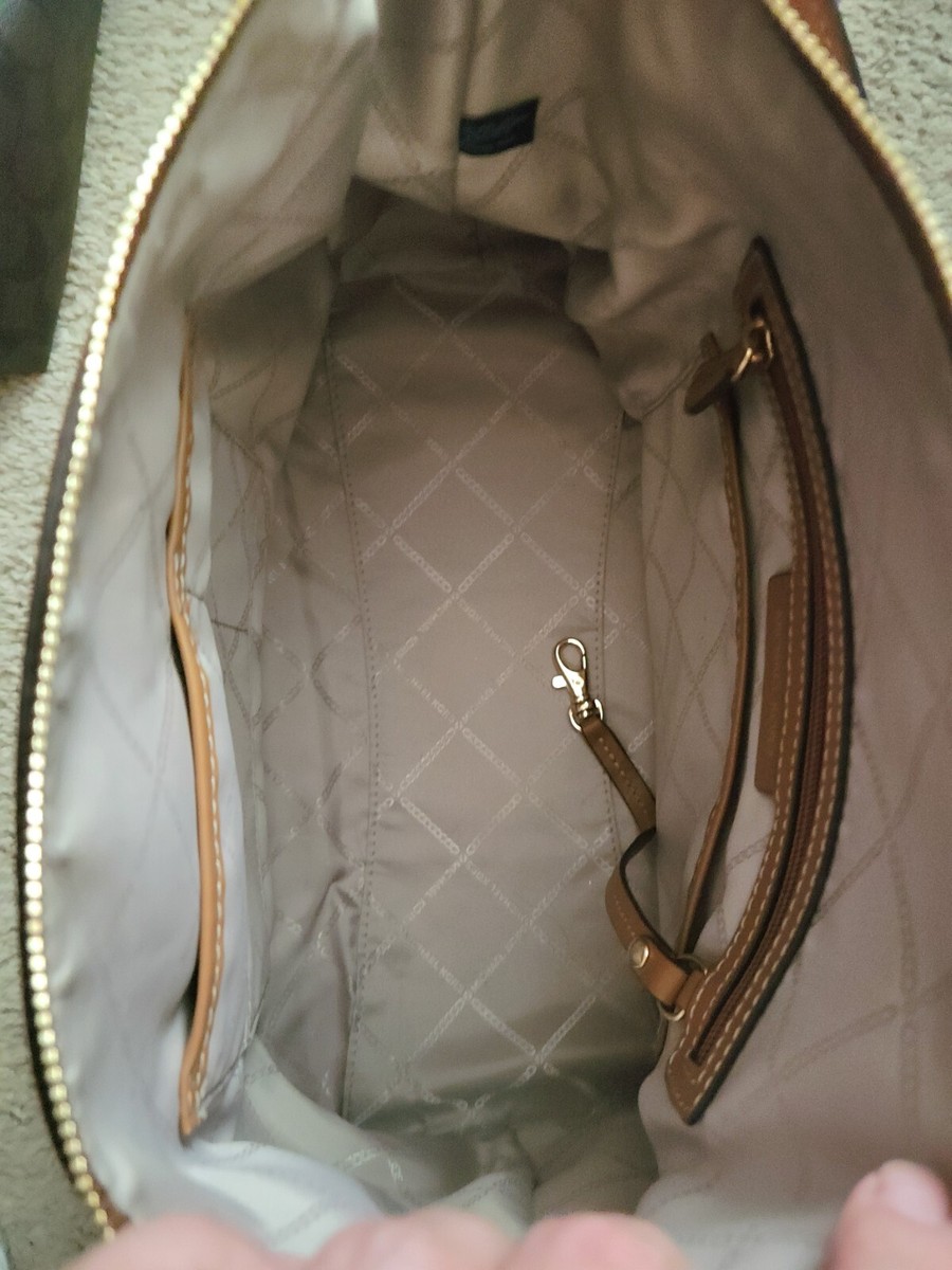 Michael Kors Crosby Large Leather Hobo Shoulder Bag Saddle Brown