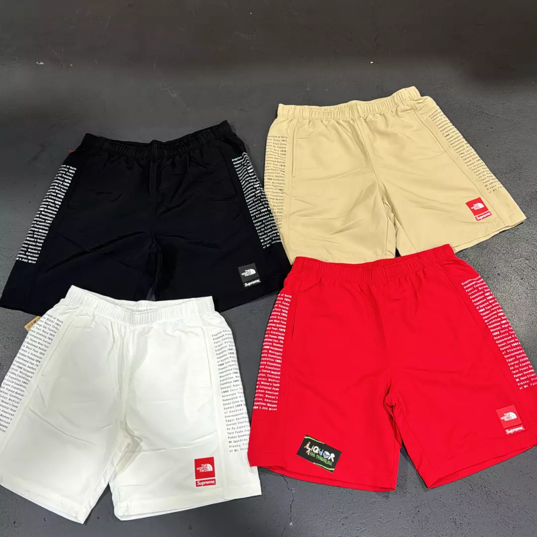 Short en nylon Supreme The North Face (rouge, blanc, noir, kaki)