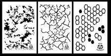 3Pack Vinyl Airbrush Camo Stencils 14" 10 Mil - Cracked Earth Hexacam Digital