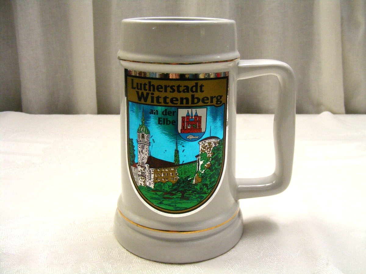 Vintage Beer Stein Lutherstadt Wittenberg Glazed Stoneware 20oz 1