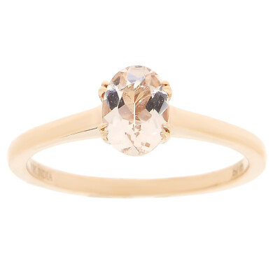 10K Rose Gold Promise Ring With Oval Cut Morganite Fine Jewelry Gift - Size 5-9
