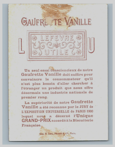 1890s Art Nouveau Lefevre Utile Gaufrette Vanille Alfons Mucha French F148 - Afbeelding 3 van 3