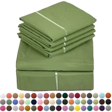 6 Piece Premium Bamboo Sheet Set, Deep Pockets, 60 Colors, by Sacred Thread