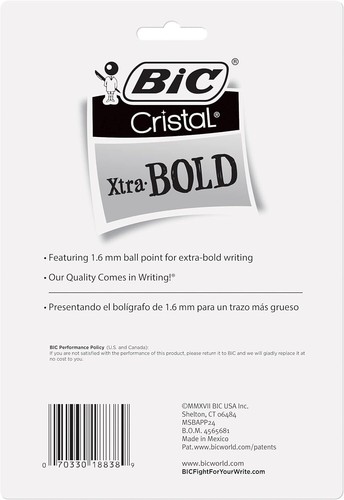 Bolígrafos BIC Cristal Xtra Bold, 24 unidades (paquete de 1), surtidos - Imagen 2 de 7