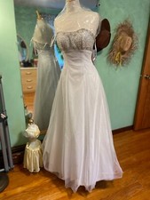 Faviana White Beaded Prom Evening Special Occasion Dress size 8 Orig.  450.00