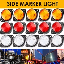 Red Amber Round 2" inch Side Marker Lights Clearance LED Truck Trailer Lamp 12V