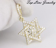Women Solid 925 Sterling Silver 16mm CZ Jewish Star of David Pendant Lead Free