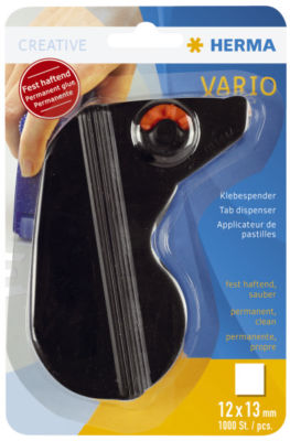 Herma 1030 Vario Fotokleber Klebespender schwarz inkl. 1000 Klebestücke