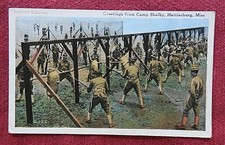 1918 WWI "Bayonet Exercise" 139th ARTILLERY CAMP SHELBY HATTIESBURG MS Postcard