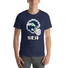 Seattle Seahawks NES Football Helmet 8-bit Tecmo Super Bowl Pixel Retro T-Shirt