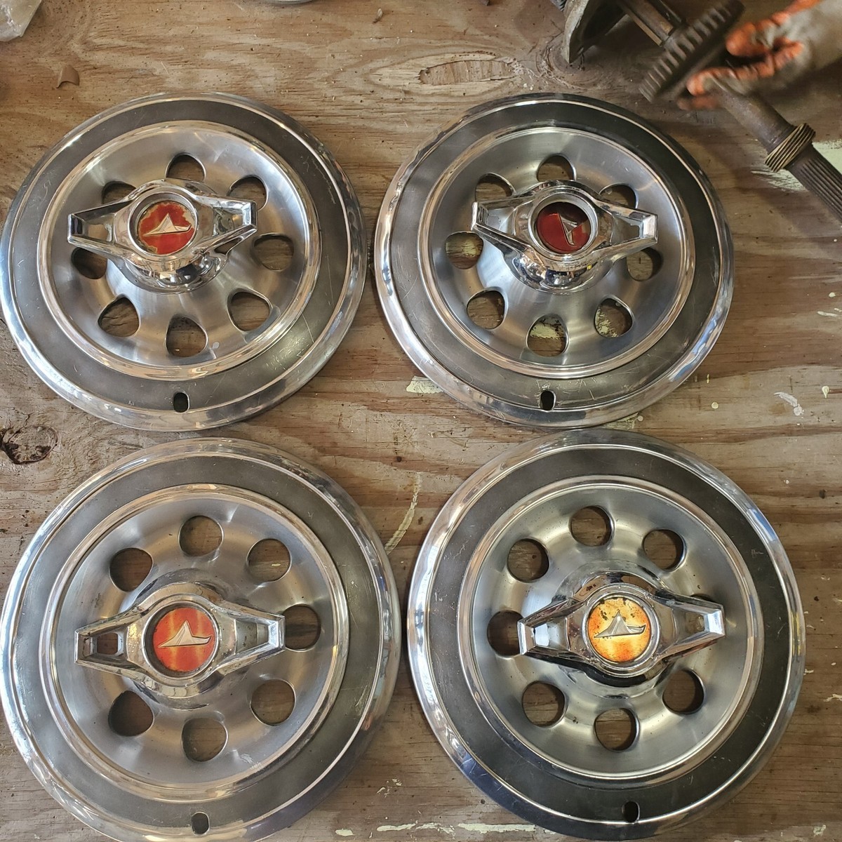 1965 Buick Skylark Special 14 inch Spinner Hubcaps Wheel Covers