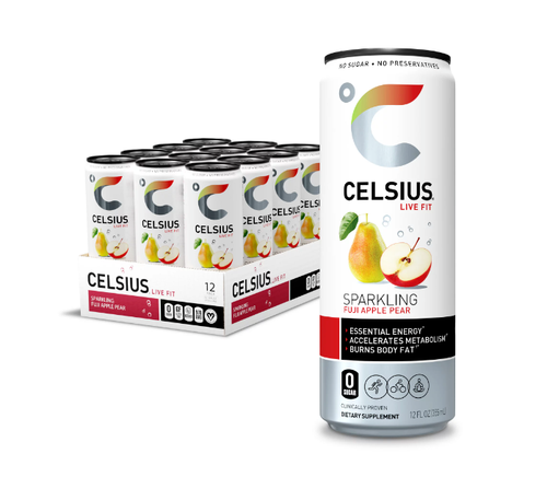 CELSIUS Sparkling Fuji Apple Pear, Functional Essential Energy Drink 12 fl oz