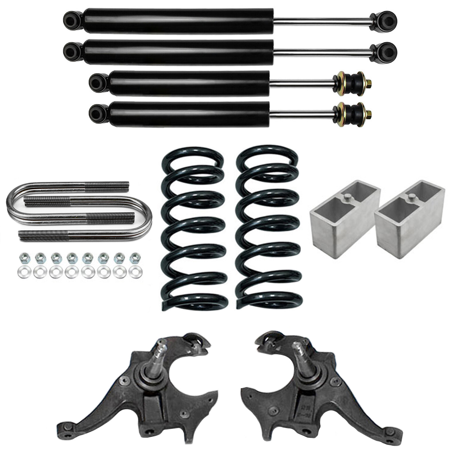 4" Full Drop Lowering Kit w/ Spindles Shocks For 19822004 Chevy S10 V6