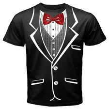 Tuxedo t-shirt, with glitter bow tie