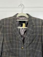 J. Crew Schoolboy Womens Plaid Blazer Gray Tan Gold Buttons Preppy Wool 2 Tartan