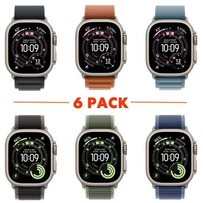 6 PACK Nylon Strap Alpine Trail Sport Loop Band for Apple Watch Ultra 3 2 1 49mm