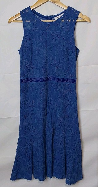 Preview Blue Lace Dress Size 10 Fit & Flare Sleeveless