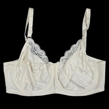 Vintage Playtex 4788 Bra Womens 36D White Lace Trim Underwire Full Coverage