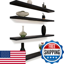 Gxyawpj 48 Inch Floating Shelves For Wall Rustic Black Wood Wall Shelves For