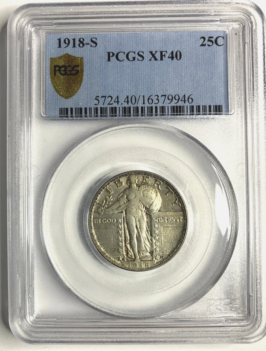 Circulated Silver 1918 Year Standing Liberty US Quarters (1916
