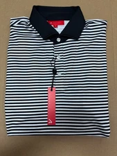 NWT MEN'S REDVANLY POLO, SIZE: S, COLOR: BLACK/WHITE STRIPED (M31)