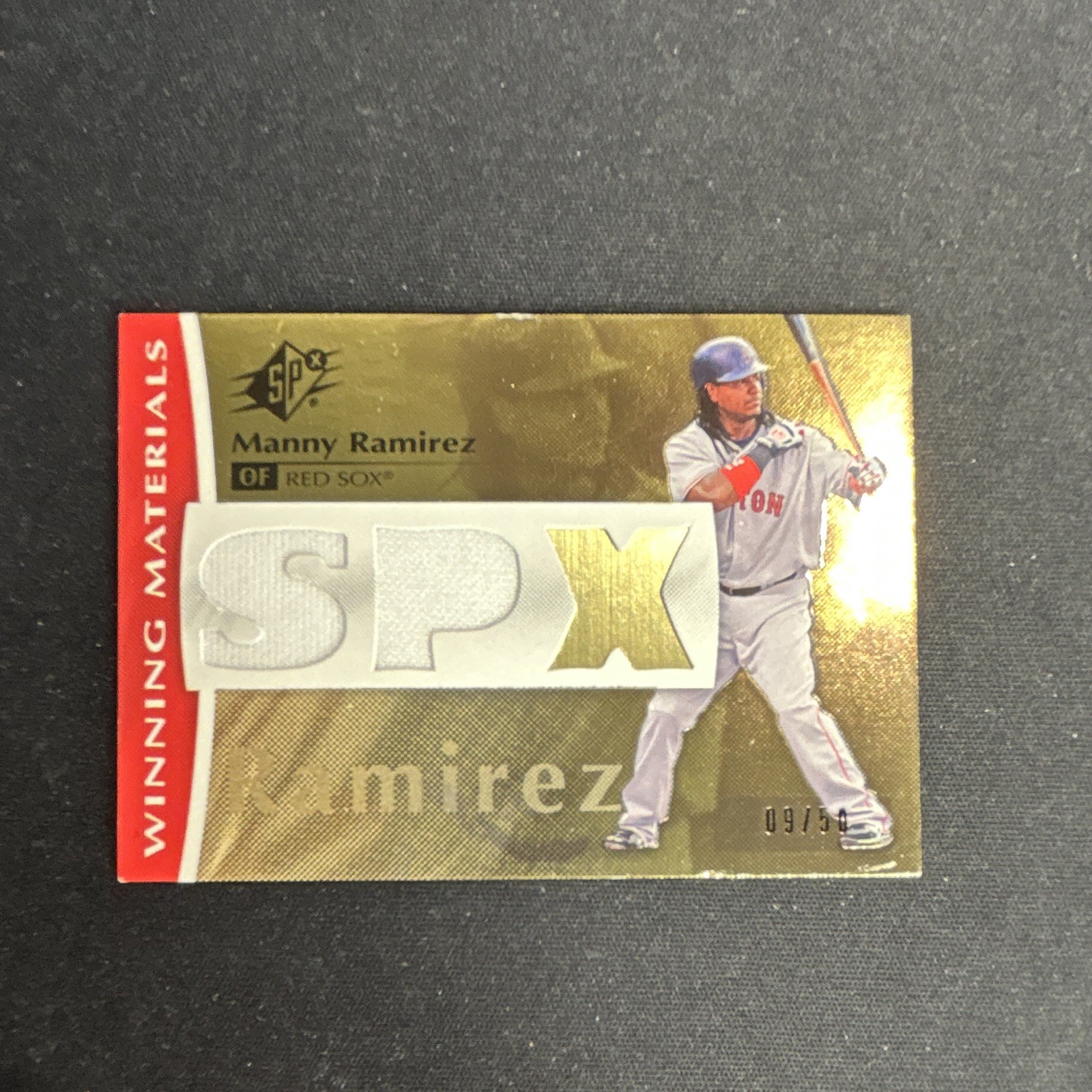 2008 SPx Winning Materials Manny Ramirez #WM-MR SPx Dual Swatch /50 (MEM)