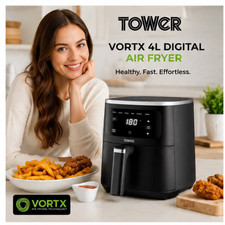 Image of Tower Vortx T17205AFR 4L Digital Air Fryer 6 Presets Oil Free Healthy Cooking