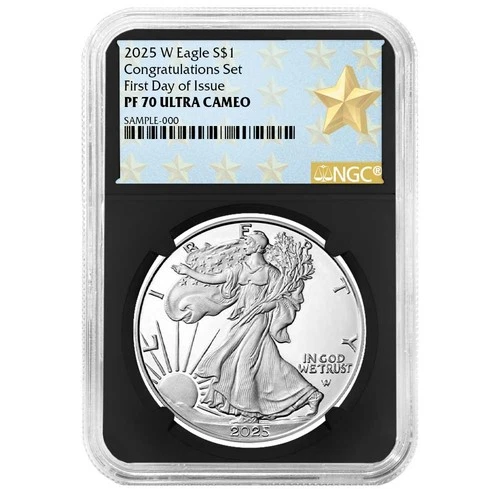 2025-W Proof $1 American Silver Eagle Congratulations Set NGC PF70UC FDI West