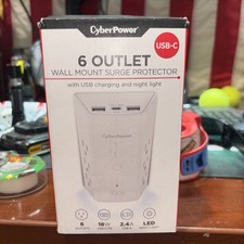 CyberPower P6WUCL 6-Outlet Wall Mount Surge Protector with USB and Night Light,
