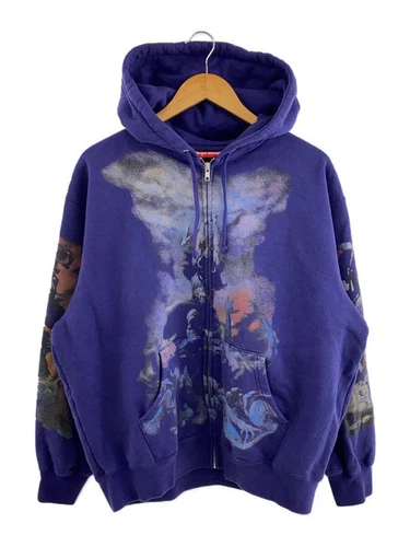 Felpa Supreme Zip con Cappuccio M Cotone Viola Usata