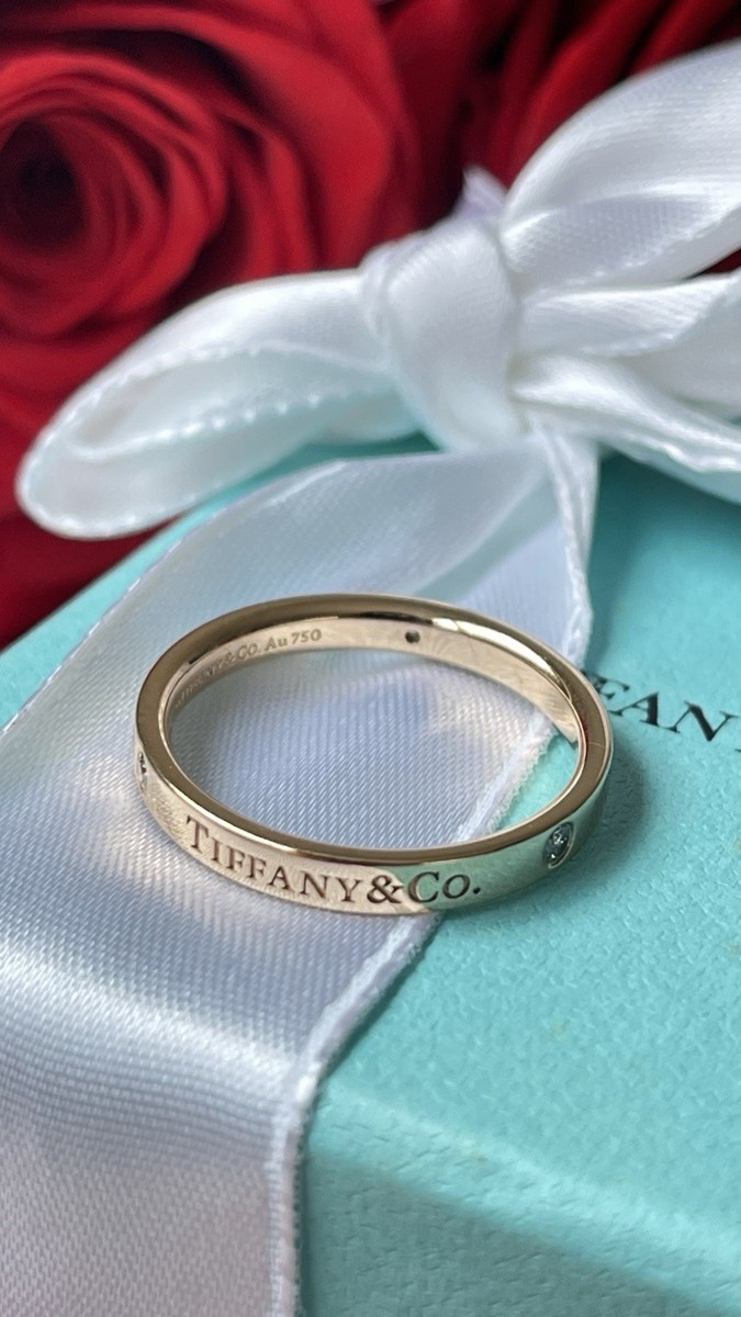 Tiffany & Co. Band Ring in Rose Gold 18K with Diamonds size 9 NEW