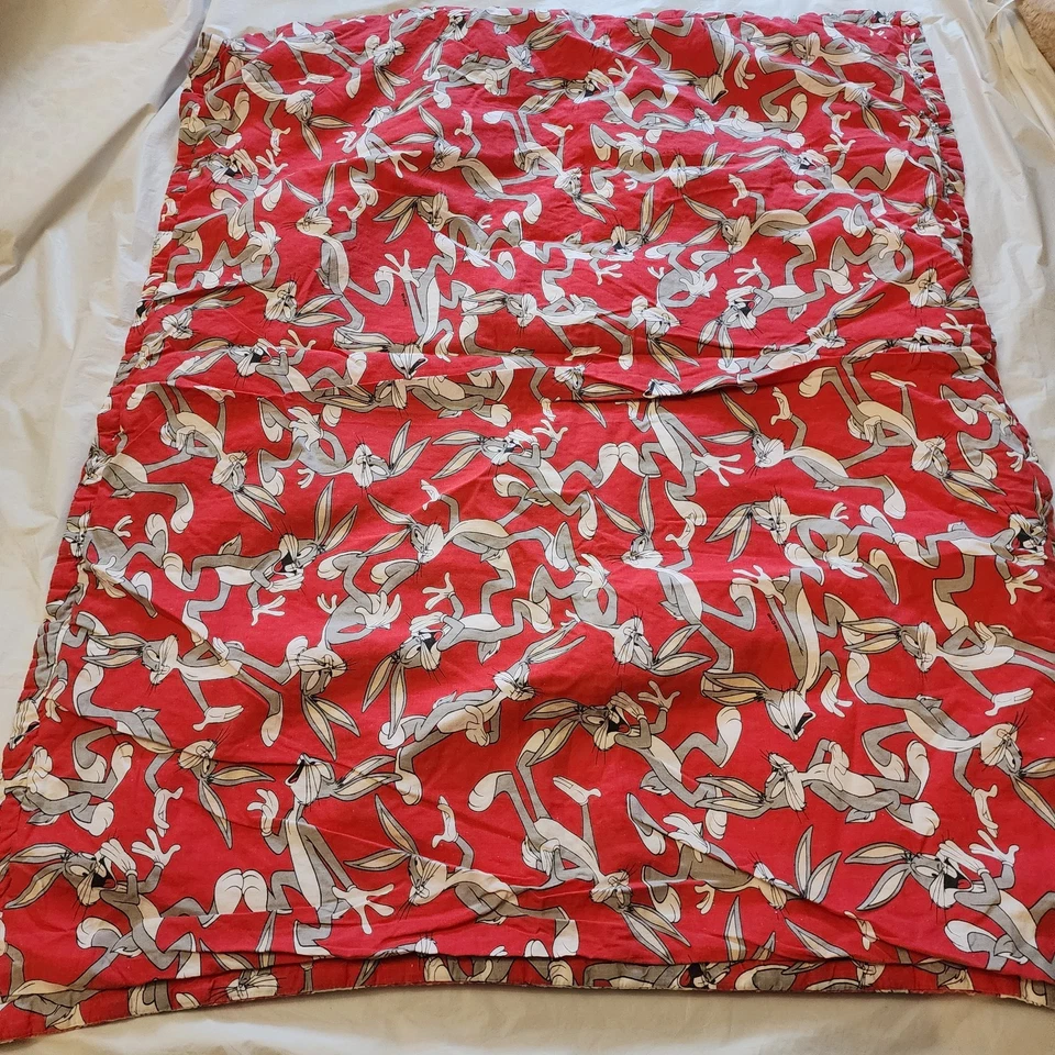 Bugs 兔子 Looney Tunes 棉红色毯子 婴儿 幼儿 手工制作  — 第 4/4 张图片